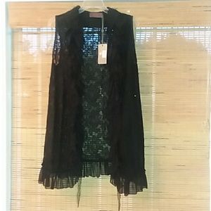 NWT vintage black lace/ruffles